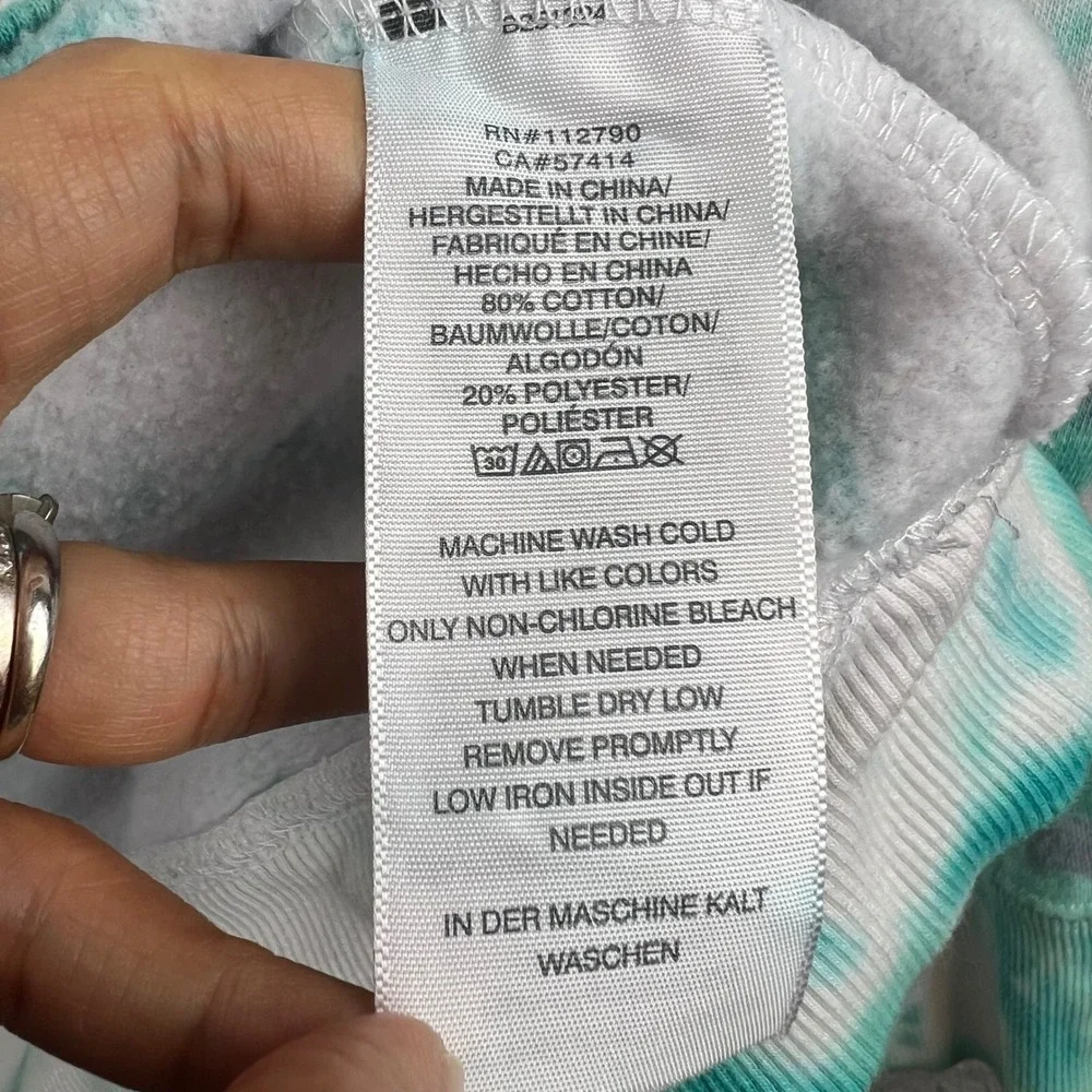 True Religion Mens 3XL Tie Dye Box Logo Crewneck Sweatshirt Teal White Pullover